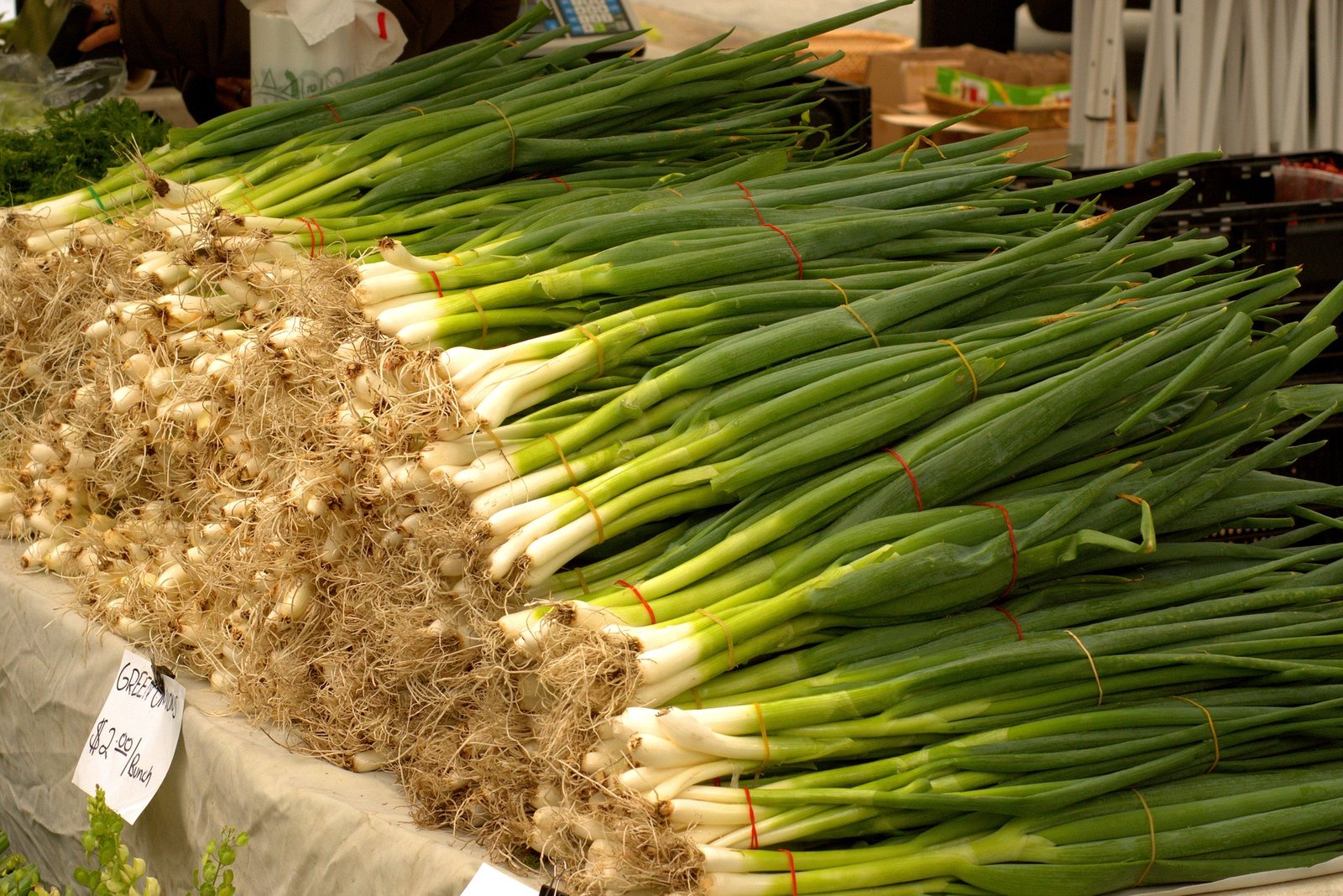 Зеленый лук на рынке